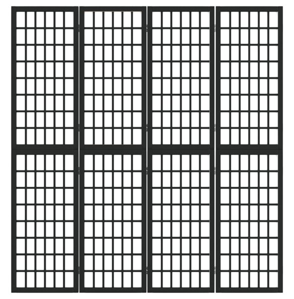 4 paneles fekete japán stílusú összecsukható paraván 160x170 cm