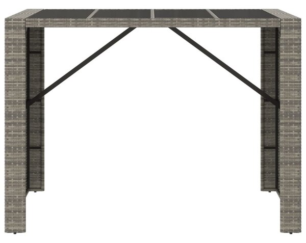 Szürke polyrattan üveglapos kerti asztal 145 x 80 x 110 cm