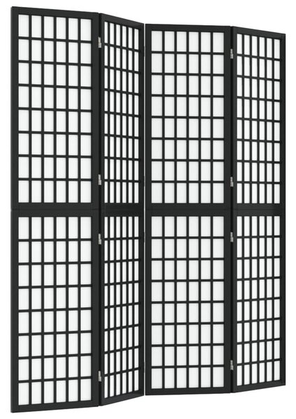 4 paneles fekete japán stílusú összecsukható paraván 160x170 cm