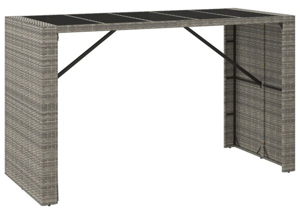 Szürke polyrattan üveglapos kerti asztal 185 x 80 x 110 cm