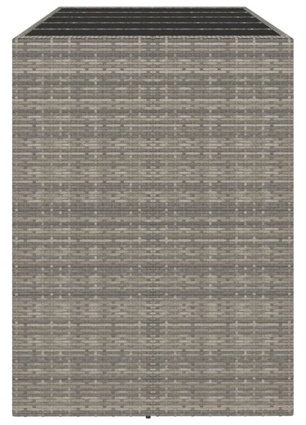 Szürke polyrattan üveglapos kerti asztal 185 x 80 x 110 cm