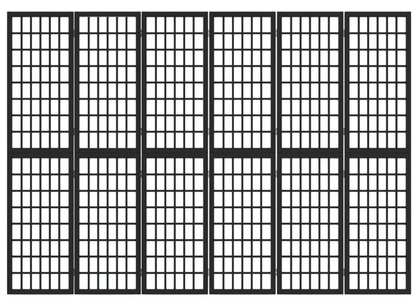 6 paneles fekete japán stílusú összecsukható paraván 240x170 cm