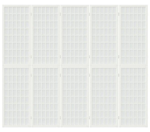 5 paneles fehér japán stílusú összecsukható paraván 200x170 cm