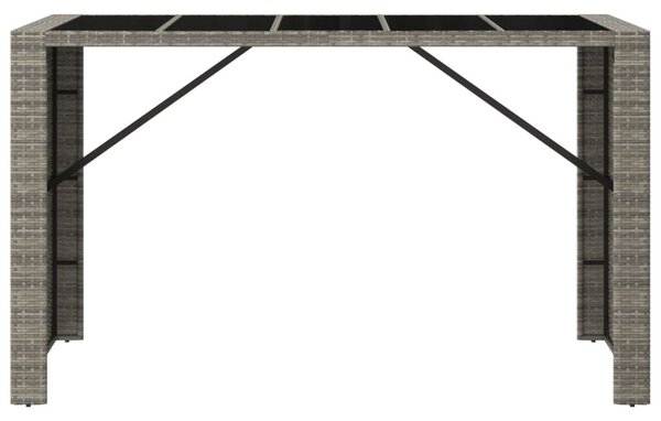 Szürke polyrattan üveglapos kerti asztal 185 x 80 x 110 cm
