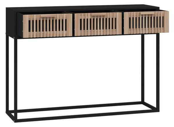 Fekete szerelt fa és vas tálalóasztal 105x30x75 cm