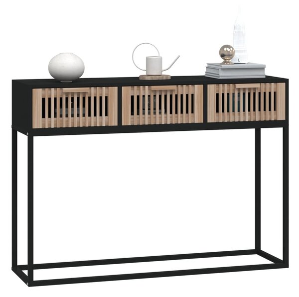 Fekete szerelt fa és vas tálalóasztal 105x30x75 cm