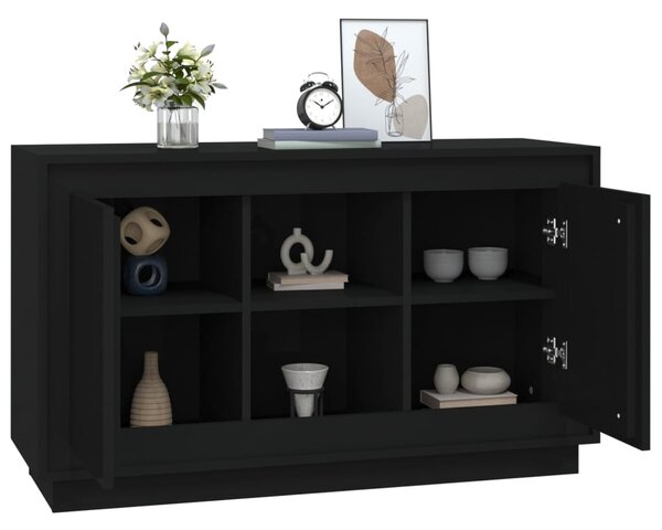 Fekete szerelt fa tálalószekrény 102x35x60 cm