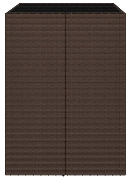 Barna polyrattan kerti asztal üveglappal 105 x 80 x 110 cm