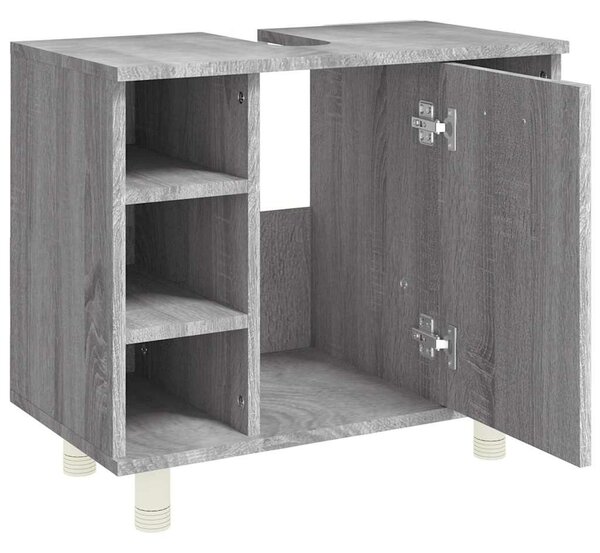 Szürke sonoma színű szerelt fa fürdőszobaszekrény 60x32x53,5 cm