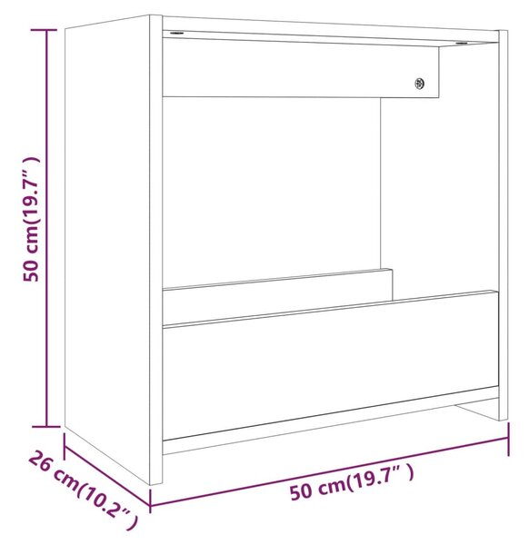 Füstös tölgy színű szerelt fa kisasztal 50 x 26 x 50 cm