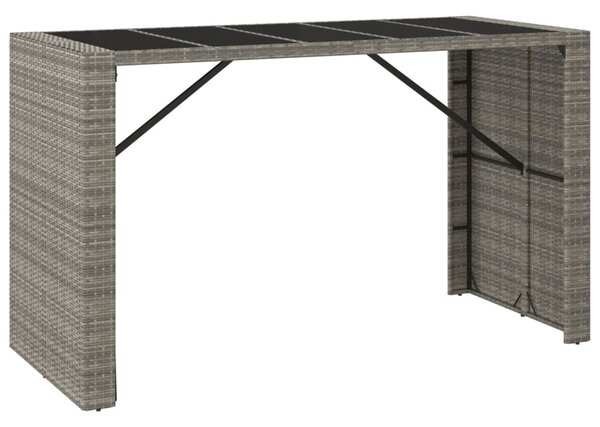 9 részes szürke polyrattan és tömör akácfa kerti bárszett
