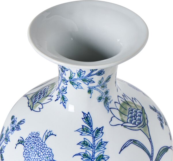Virágtartó váza BERGA Porcelán 36 cm Fehér/kék