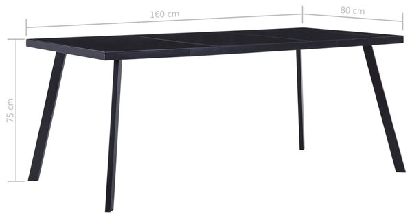 Fekete edzett üveg étkezőasztal 160 x 80 x 75 cm