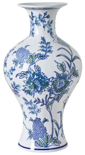 Virágtartó váza BERGA Porcelán 36 cm Fehér/kék
