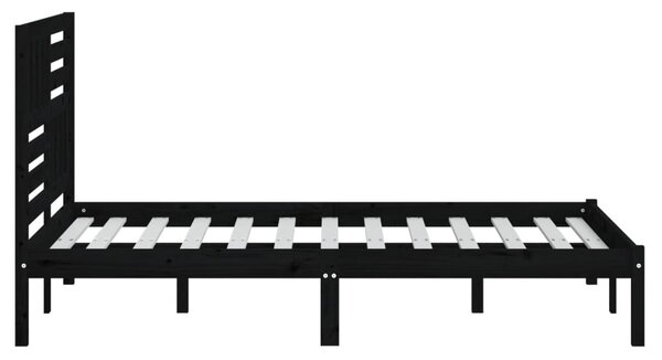 Fekete franciaágy tömör fenyőfa ágykeret 150x200 cm