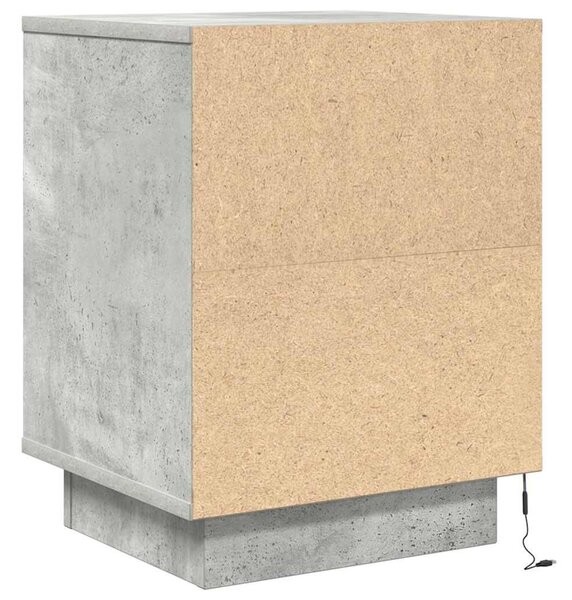 Betonszürke éjjeliszekrény LED-világítással 38x34x50 cm