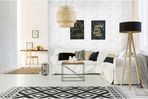 Luxus nem szőtt tapéta fehér retro körök
