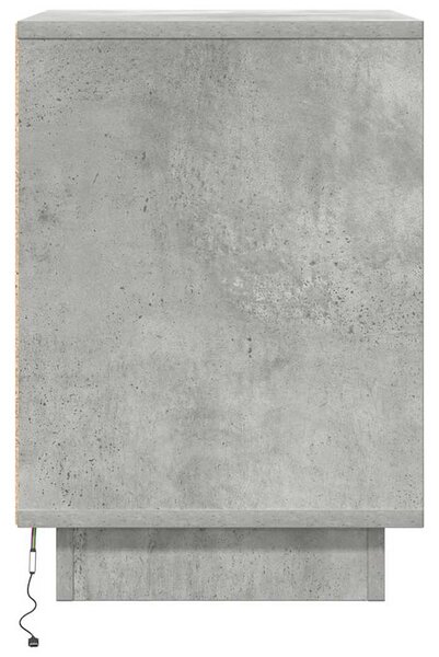Betonszürke éjjeliszekrény LED-világítással 38x34x50 cm