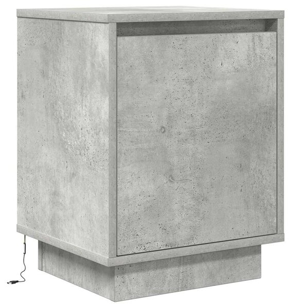 Betonszürke éjjeliszekrény LED-világítással 38x34x50 cm