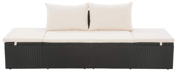 Fekete polyrattan kerti ágy 195 x 60 cm