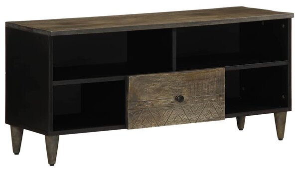 Fekete tömör mangófa TV-szekrény 100 x 33 x 46 cm