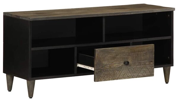 Fekete tömör mangófa TV-szekrény 100 x 33 x 46 cm