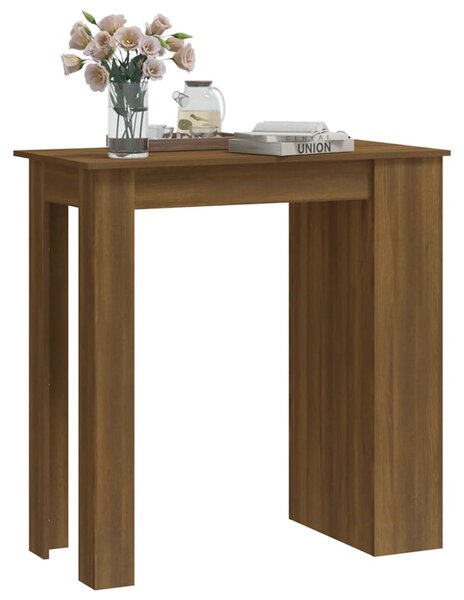 Barna tölgy színű bárasztal tárolópolccal 102 x 50 x 103,5 cm