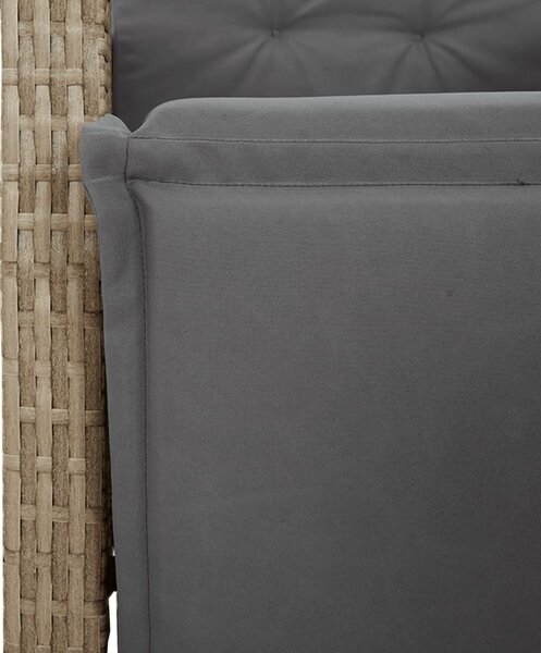 Vegyes bézs polyrattan dönthető kerti szék lábtartóval