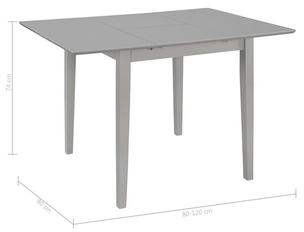 Szürke kihúzható MDF étkezőasztal (80-120)x80x74 cm