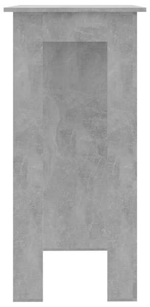 Betonszürke szerelt fa bárasztal polccal 102 x 50 x 103,5 cm