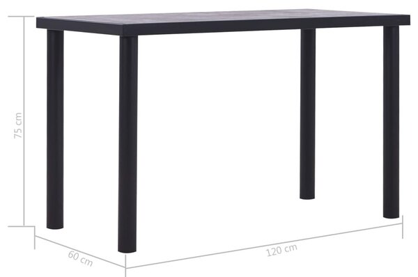 Fekete és betonszürke MDF étkezőasztal 120 x 60 x 75 cm