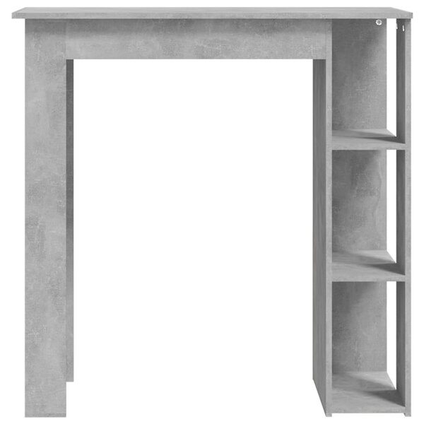 Betonszürke szerelt fa bárasztal polccal 102 x 50 x 103,5 cm