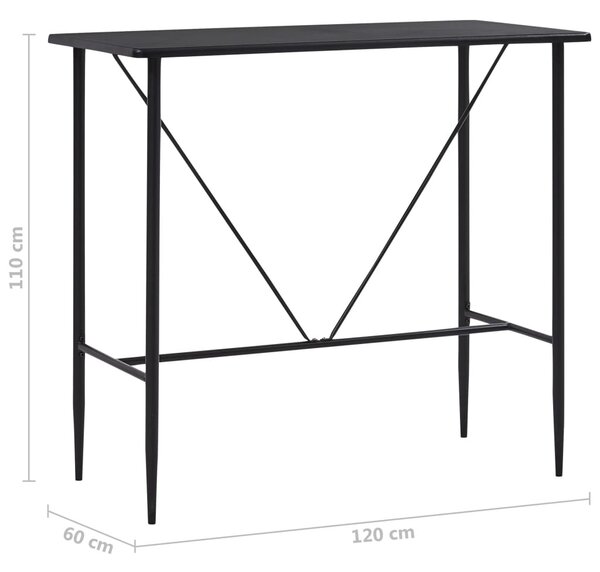 Fekete MDF bárasztal 120 x 60 x 110 cm