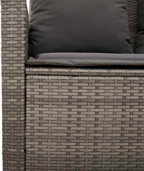 3 személyes szürke polyrattan kerti kanapé asztallal&párnával