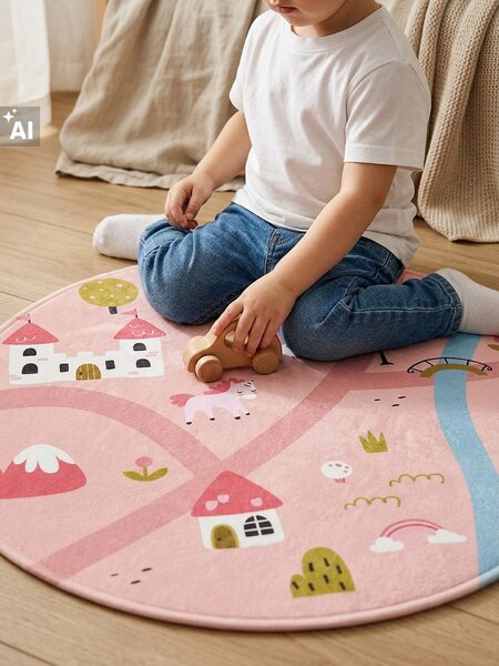 Sinsay - Kerek szőnyeg utca mintával - pasztellpink