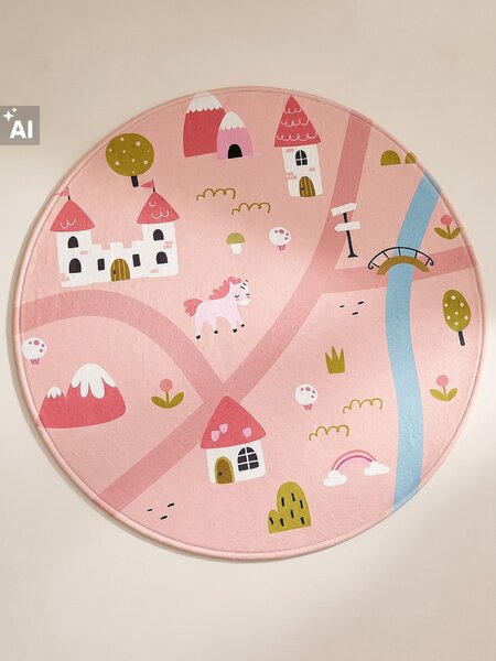 Sinsay - Kerek szőnyeg utca mintával - pasztellpink