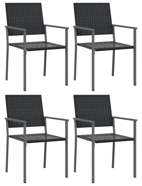 4 db fekete polyrattan kerti szék párnával 54x62,5x89 cm