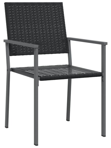 4 db fekete polyrattan kerti szék párnával 54x62,5x89 cm
