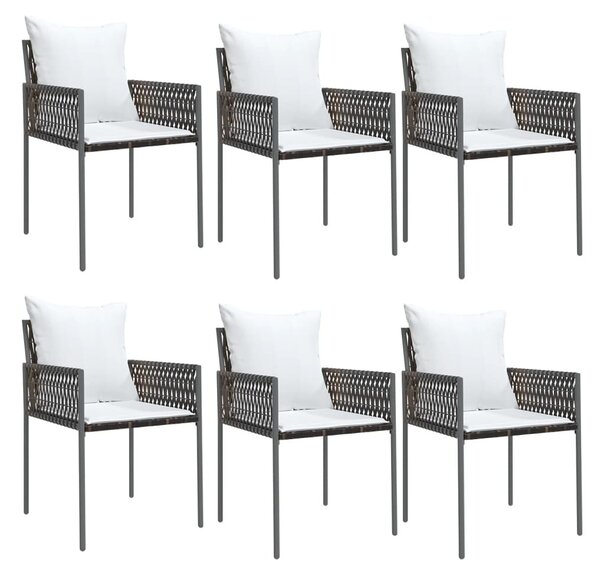 6 db barna polyrattan kerti szék párnával 54x61x83 cm