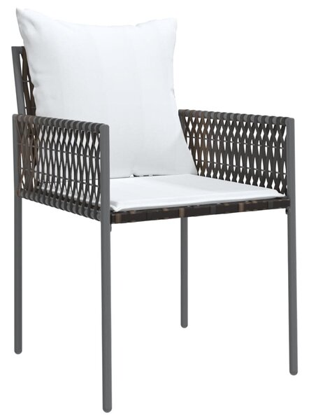 6 db barna polyrattan kerti szék párnával 54x61x83 cm