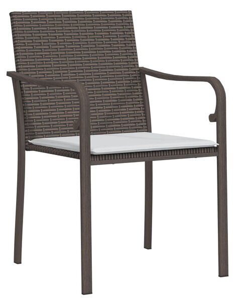 6 db barna polyrattan kerti szék párnával 56x59x84 cm