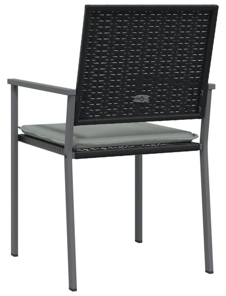4 db fekete polyrattan kerti szék párnával 56x62,5x89 cm