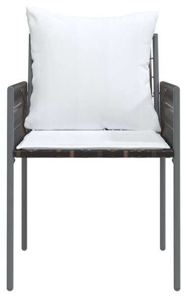 6 db barna polyrattan kerti szék párnával 54x61x83 cm