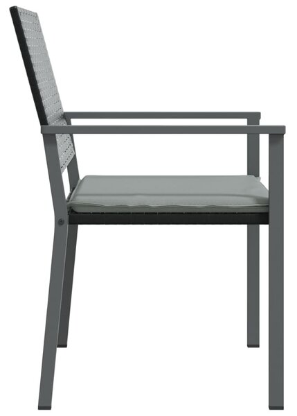 4 db fekete polyrattan kerti szék párnával 56x62,5x89 cm