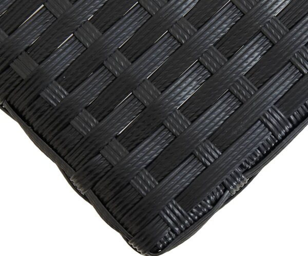 Fekete polyrattan és tömör akácfa kerti pad 120 cm