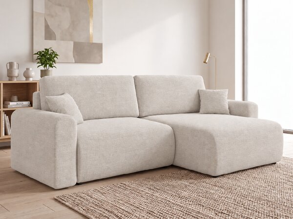 Kihúzható kétoldalas L-alakú kanapé NORDEN PAROS 250x140 cm, krémszínű