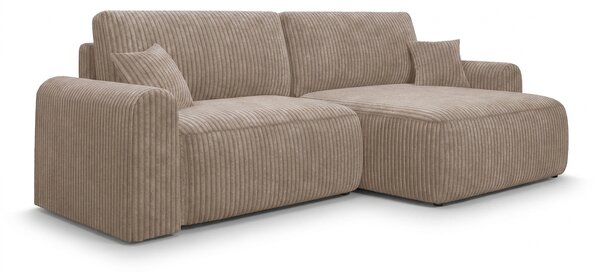 Kihúzható, mindkét oldalas L-alakú ülőgarnitúra NORDEN TILIA 250x140 cm, világosbarna