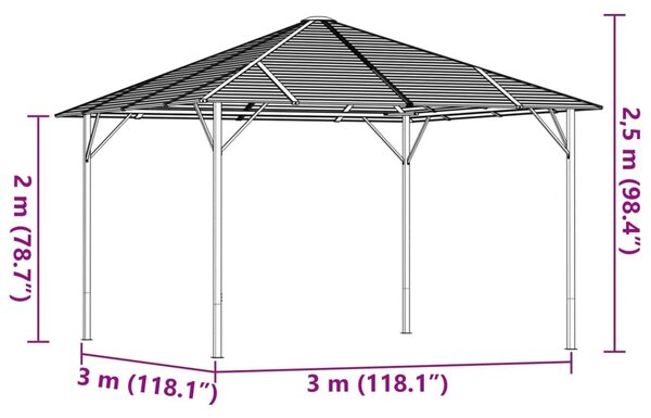Antracitszürke pavilon tetővel 3 x 3 m