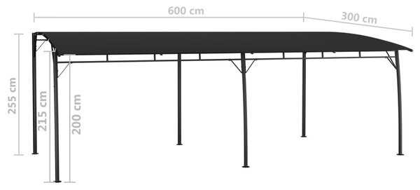 Antracitszürke kerti napellenző 6 x 3 x 2,55 m