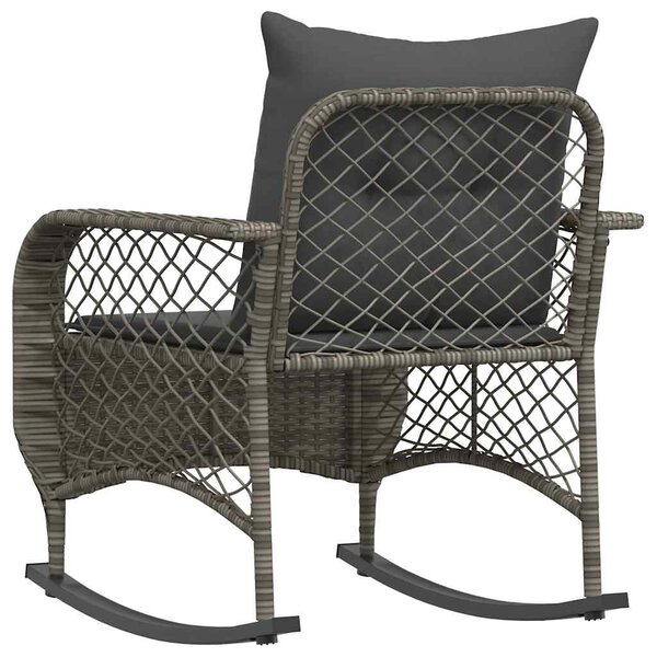 Szürke polyrattan kerti hintaszék párnával